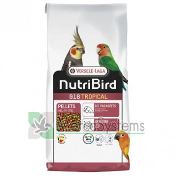 Versele Laga NutriBird G18 Tropical 10kg. Criação de alimentos para grandes periquitos - multicoloridos.
