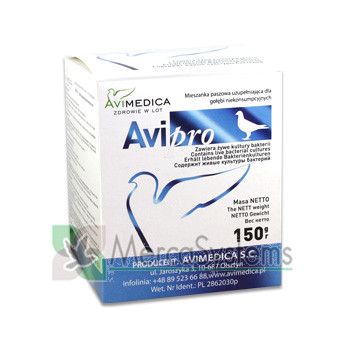 AviMedica AviPro 150 gr (Excelente probiótico) para pombos e pássaros.