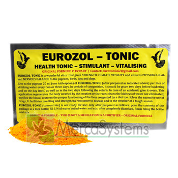 Nuevo Eurozol Tonic, el famoso tónico estimulante para palomas de competición. Fabricado en Bélgica