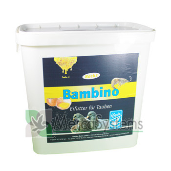 Loja online de productos para pombos e para Columbofilia: Backs Bambino 5kg, (com camarões e ovos de formigas; com alto teor de proteínas animais)