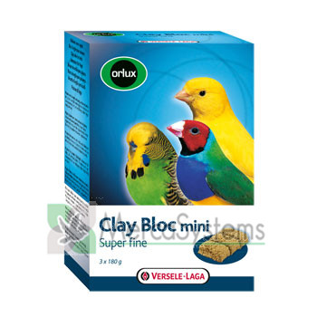Versele Laga Orlux Clay Block Mini 540g para canários, periquitos pequenos, exóticos e aves autóctones.