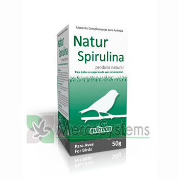 Loja online de productos para pássaros e para Columbofilia: Avizoon Natur Spirulina 50gr, (Rico em beta-caroteno intensifica a cor natural das penas). Para pássaros
